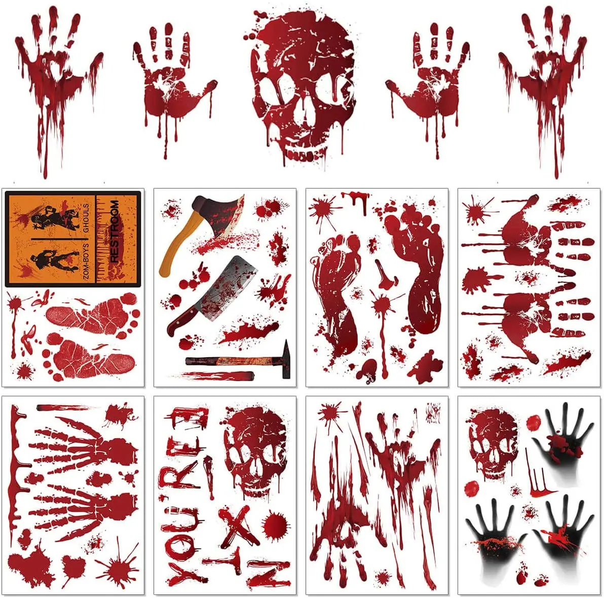 

Halloween Wall Stickers Bloody Handprint Footprint, Horror Window Floor Clings, Spooky Stickers Decals for Vampire Zombie Party