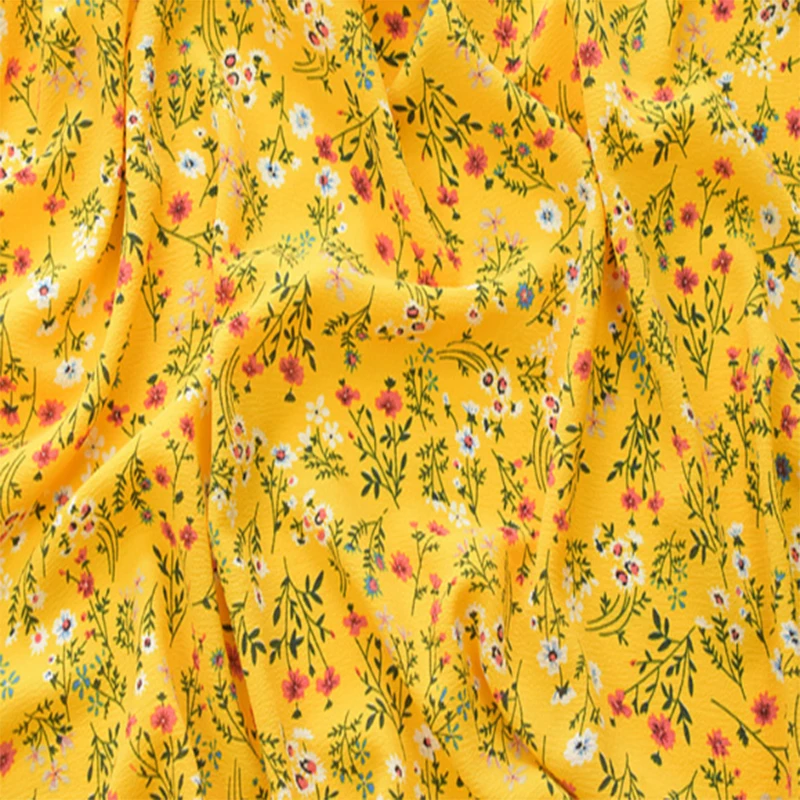 Высококачественная желтая шифоновая ткань для шарфа платья занавески скатерти