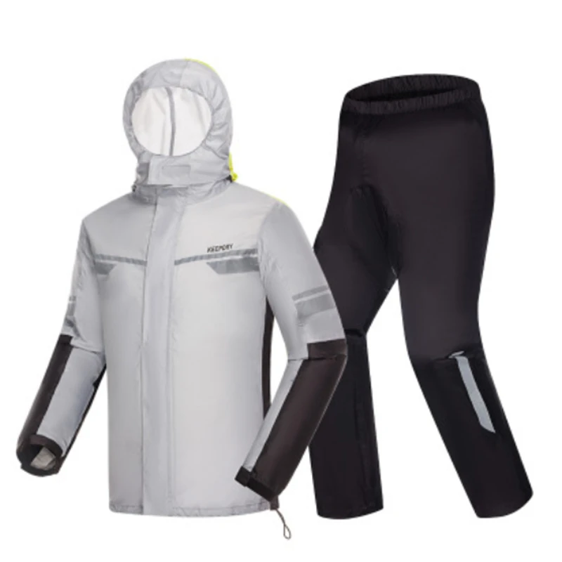 Chubasquero impermeable para hombre, traje de motocicleta, chaqueta de lluvia ligera y suave de nailon 210T, 3D, reflectante, ligera