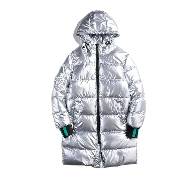 

Winter New Lovers Down Jacket Leather Coat Bread Coat Men And Women With Oversized Solid Color Zipper Door Pocket Decoration