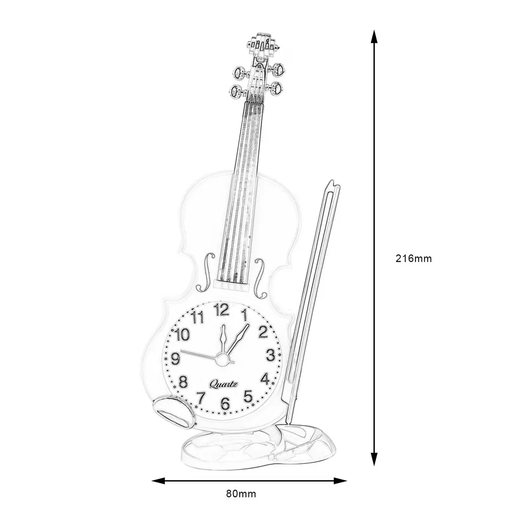 

1Pc Unique Instrument Shape Clock Vintage Clock Home Office Decor Mini Bedside Desk Violin Alarm Clock Student Festival Gifts
