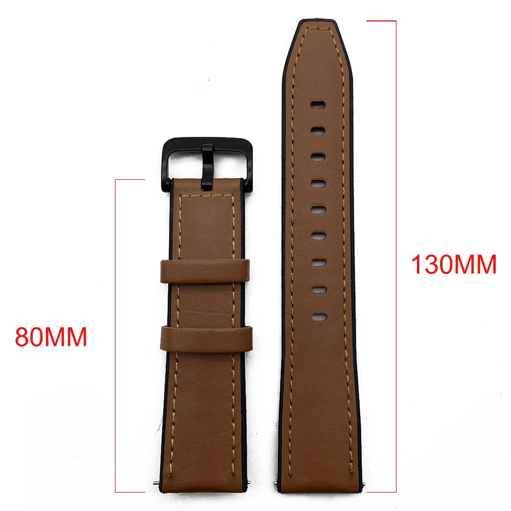 Leather Silicone Watch Band 20mm 22mm Bracelet Quick Release For Huawei Samsung Galaxy Amazfit Straps | Наручные часы