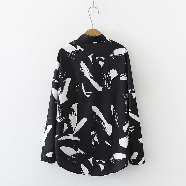 

Women's Blouses Chiffon Polo Shirts Casual Shirt Plus Size Loose Top Print Tops New Long Sleeve Summer Lady Blouse Houthion