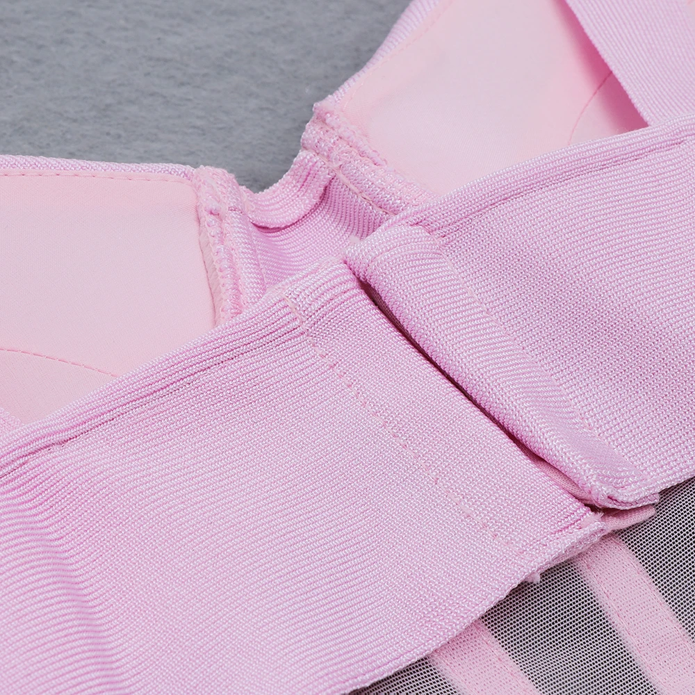 

HQBORY 2021 Summer Sexy Women Pink Bandage Dress Sweetheart Neckline Split Bodycon Dress for Party Wedding