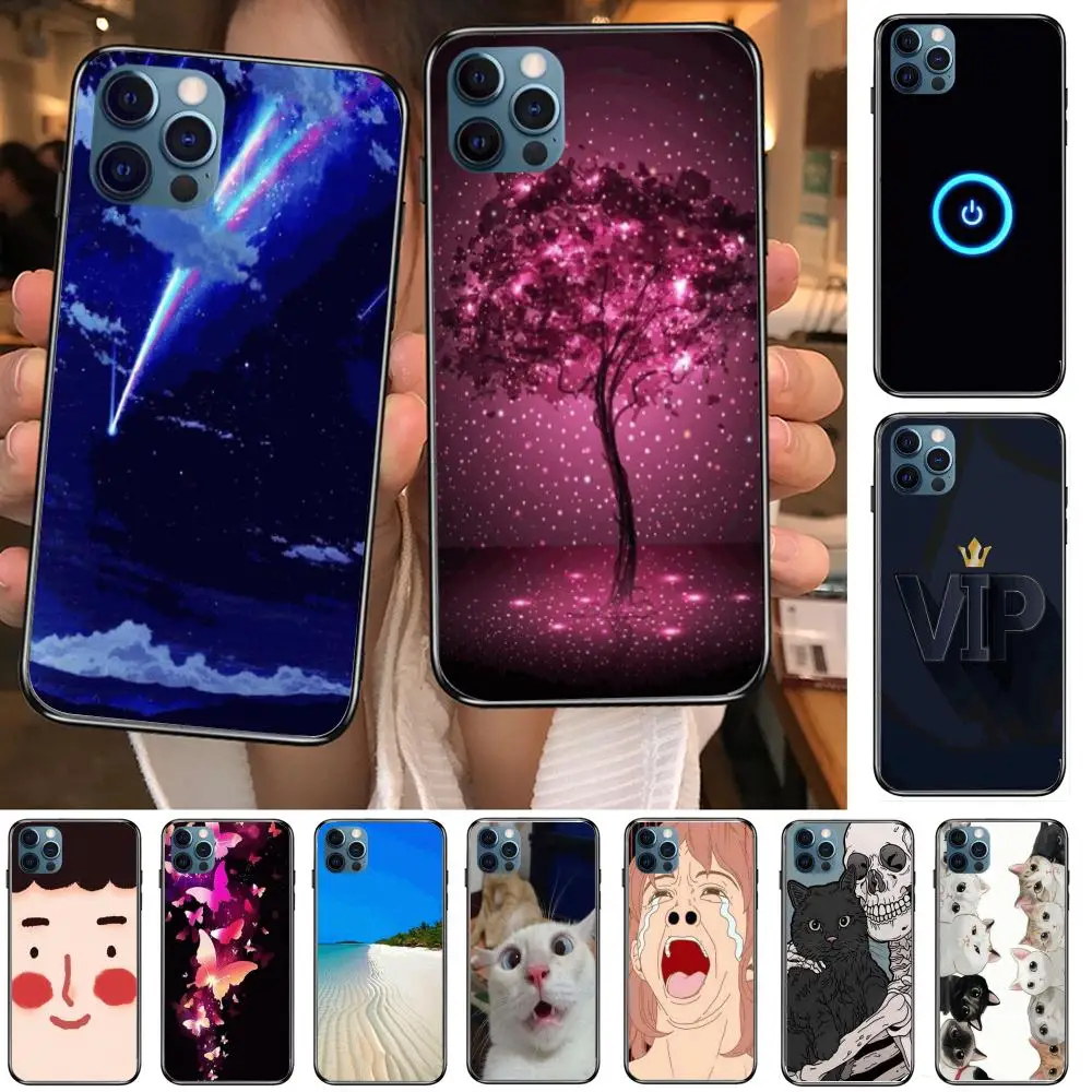

Style Phone Case Cover For Iphone 12 Pro Max 11 8 7 6 S XR PLUS X XS SE 2020 Mini Black Cell Shell Beautiful
