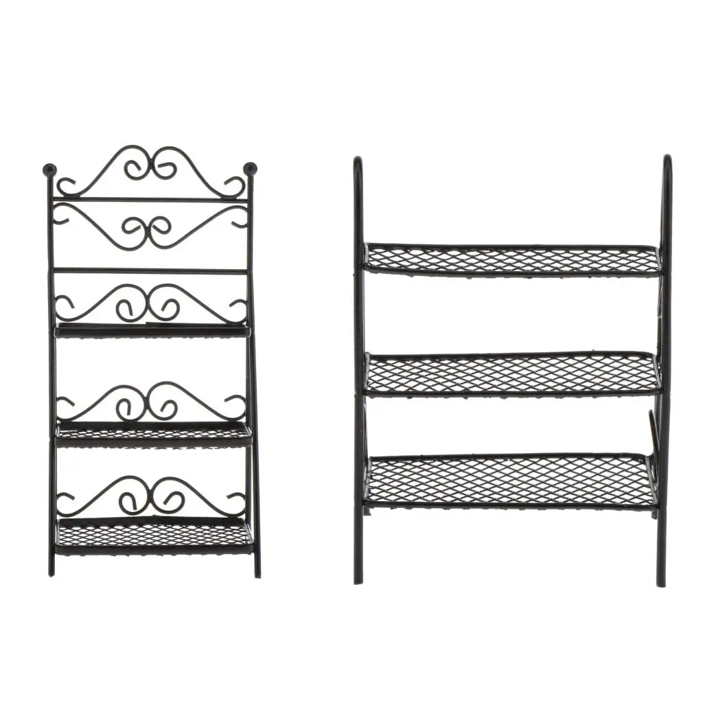 

1:12 Black Dollhouse Mini Flower Stand Rack Miniature Decor Model Accs