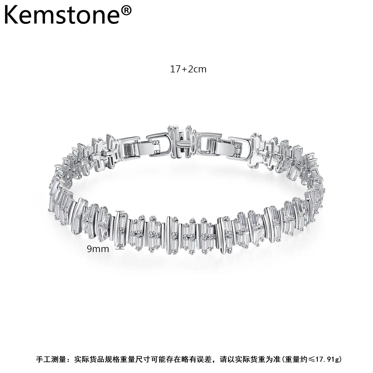 Браслет Kemstone из циркония и белой меди с регулируемыми звеньями женская бижутерия