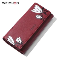 weichen 2021 designer flower print long wallet women pu leather female wallets purse carteira hand bag fashion trifold clutches