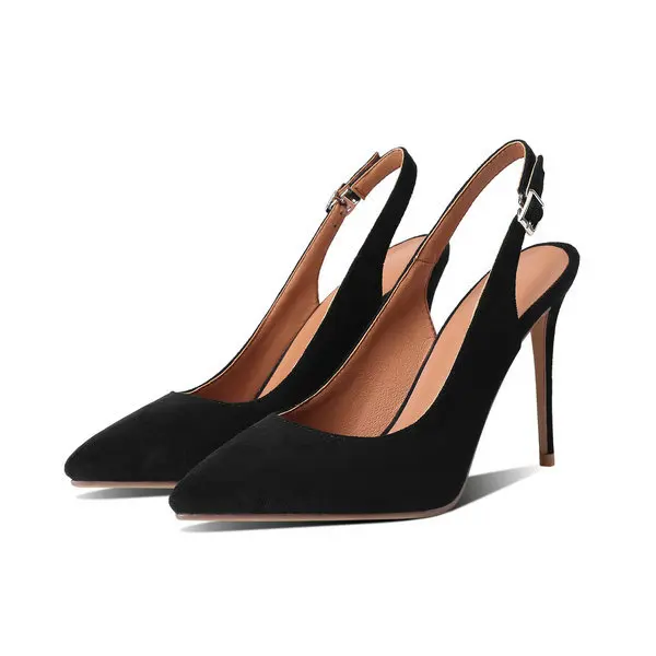 

Pointed Heel Sandals Velvet Shoes Suit Female Beige 2021 Summer Large Size Suede Black Fashion High Open Spring Girls Comfort St