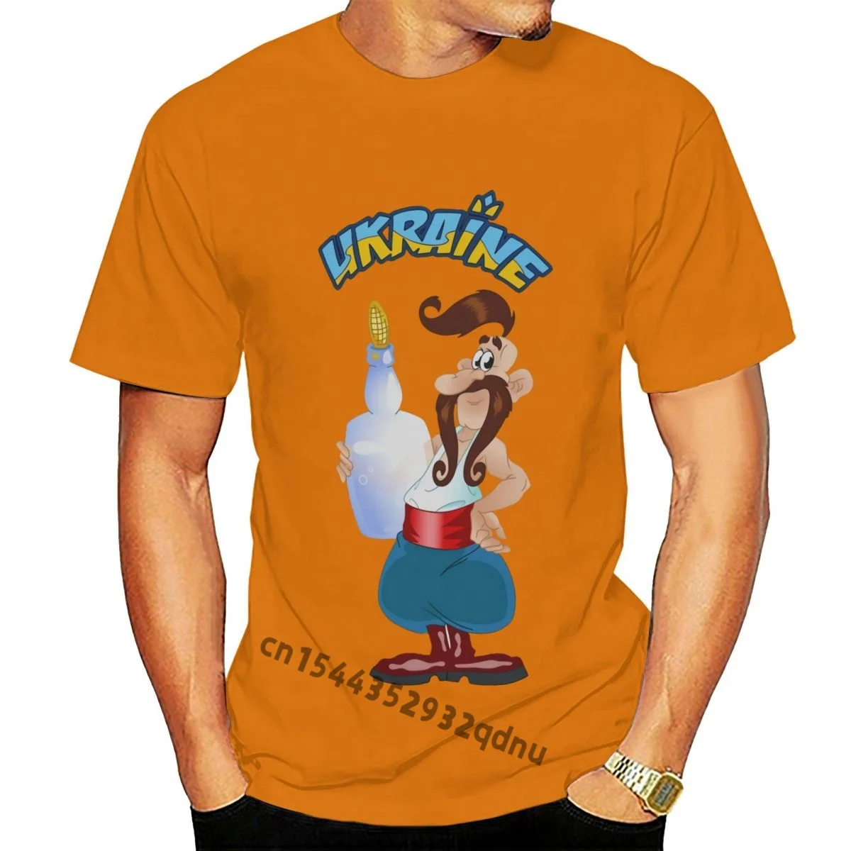 

Casual Plus Size T-shirts Hip Hop Style Tops Tee S-6xl Men Ukrainian Kozak With Vodka T-shirt