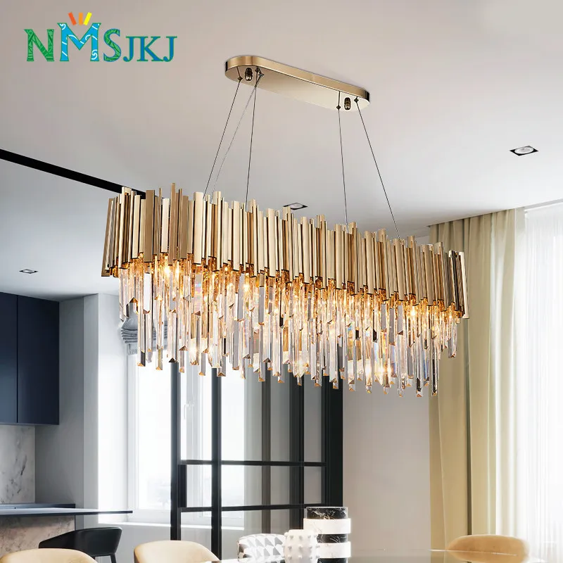 Современная хрустальная люстра для гостиной овальная Роскошная золотая круглая