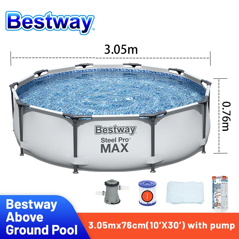 

Бассейн Bestway 56408, наземный бассейн, легкая сборка, Круглый Бассейн для семьи, стальная профессиональная рама, бассейн для детей, лучший подар...
