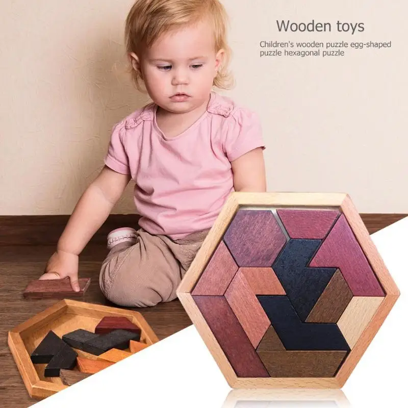 Забавные деревянные пазлы цветная геометрическая форма Обучающие игрушки
