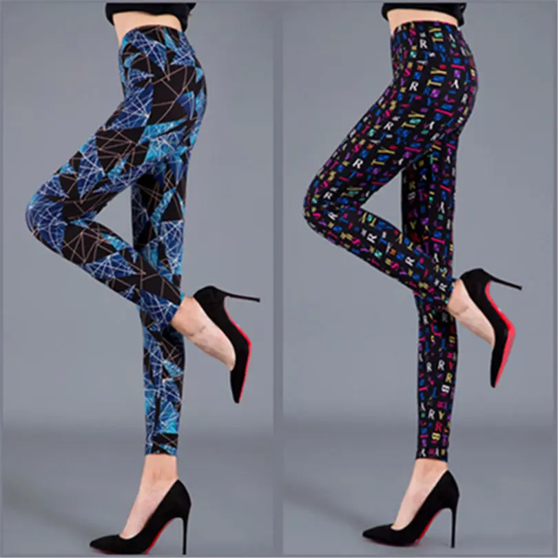 Women's Leggings Pattern print elastic leggings high waist  Yoga Fitness Push Up bottom pants
