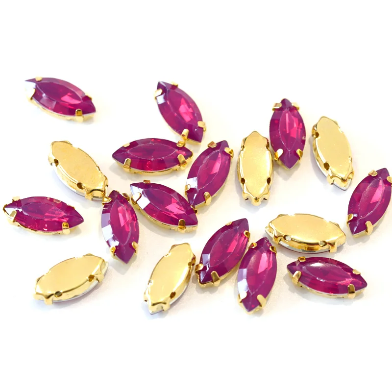 Стразы из смолы конский глаз с золотыми когтями 7x15 мм 20 шт. опаловым покрытием для