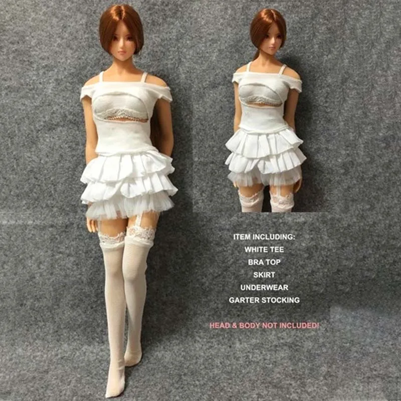 

1/6 Soldier Clothing 12 Inch Female Soldier Small Sexy Top Puff Skirt Suit Without Shoes in Stock