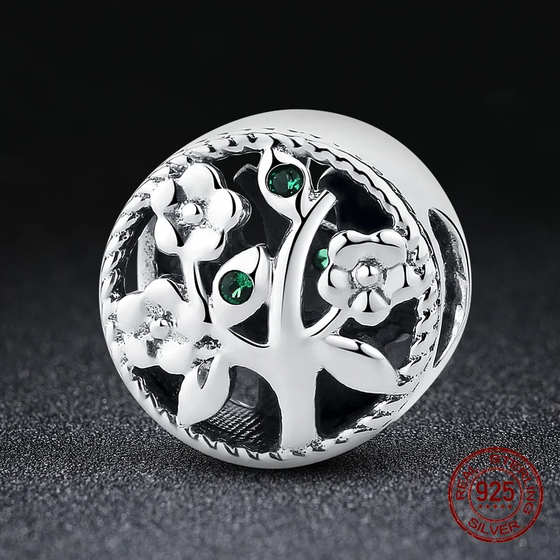 Womak подлинный 100% Стерлинговое Серебро 925 пробы натуральное дерево Круглый Шарм