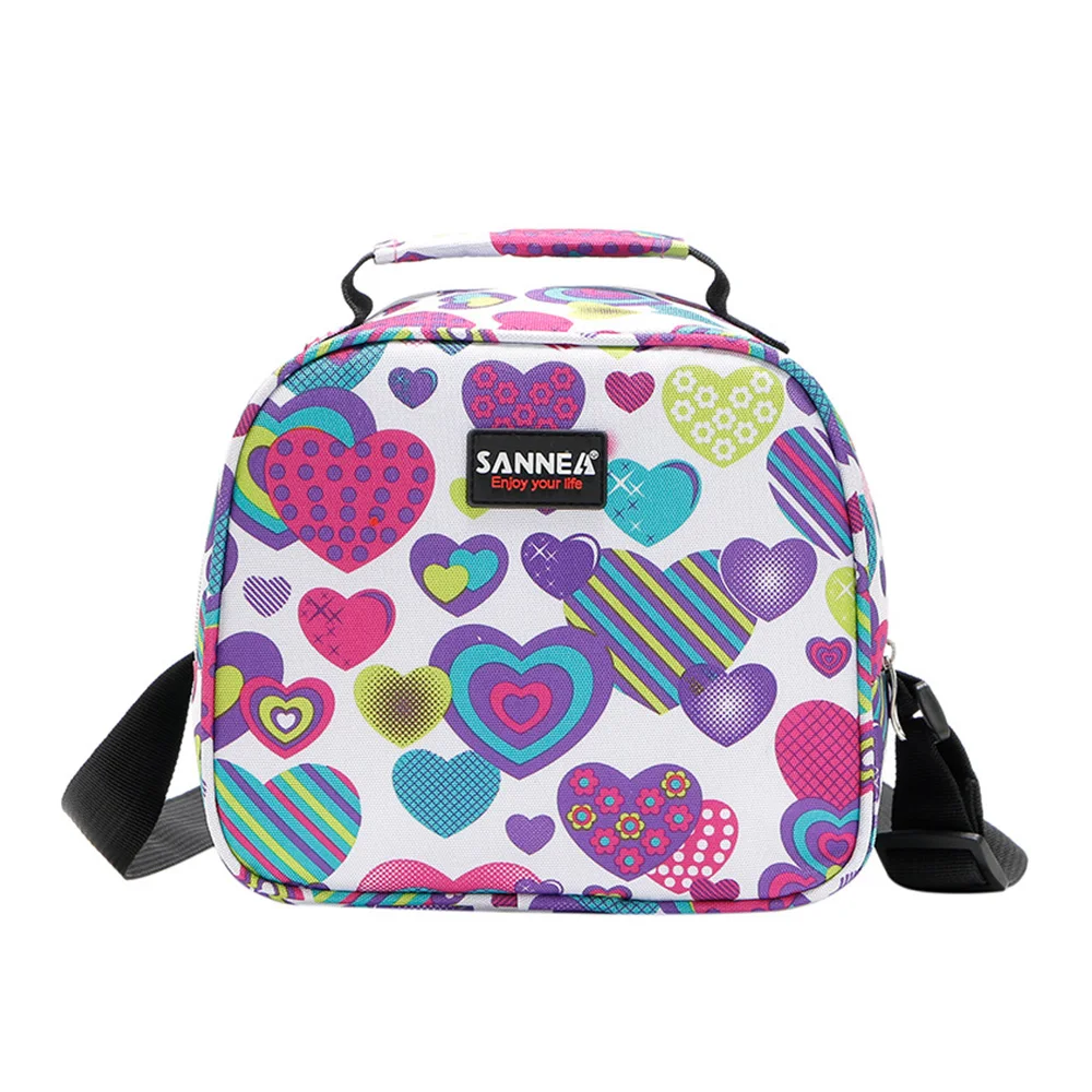 Heart-shaped purple Милый 6L мешок обеда ребенка девочка мальчик Кроссбоди внутренний теплоизоляция водонепроницаемый для школы Ланч туризма пикника еды посылка - Цвет: Heart-shaped purple