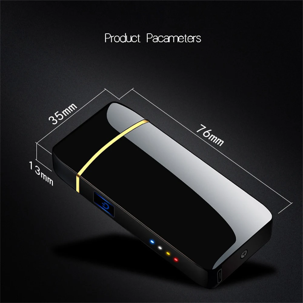 

Windproof USB Lighter Fingerprint Induction Rechargeable Flameless Lighter Creative Metal Double-sided Cigarette Lighters Men