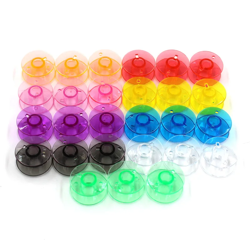

10 pcs Transparent Bobbins Colorful Sewing Machine Spools Home Plastic Empty Tool Accessories Suppliers Universal Threads Bobbin