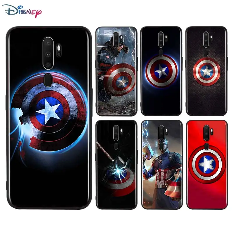 

Captain America Shield Marvel For OPPO A11 X A9 A12 E A93 A92 A73 A72 A53 S A52 A32 A31 AX7 A7 A5 Pro 2020 Black Phone Case