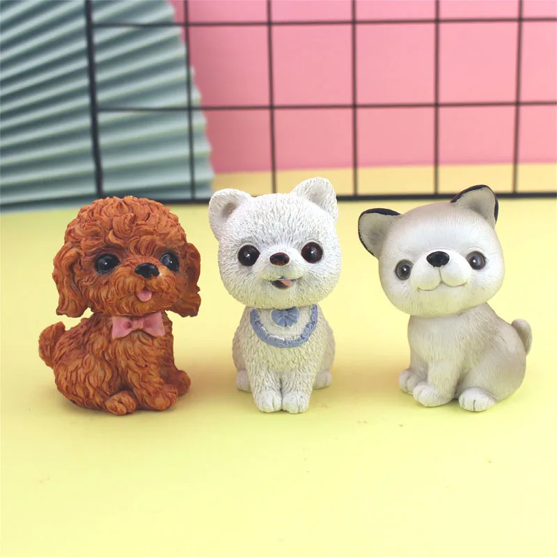 

2" Simulation Animal Cute Puppy Statue The Pet Dog Creative Cartoon Car Decoration GK Action Figure Toy OPP 7CM X1848