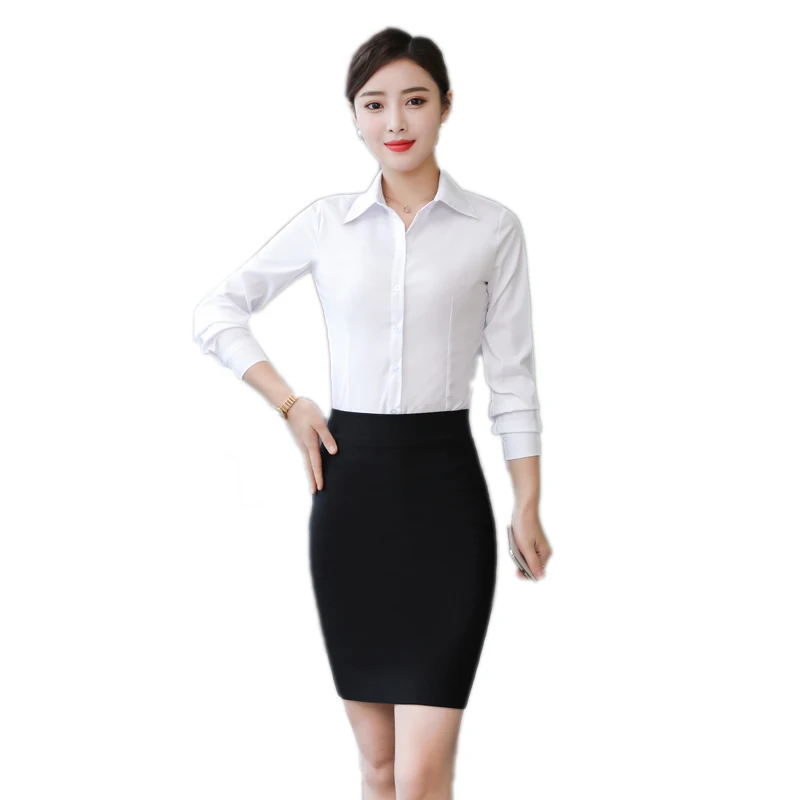 

Ladies Formal Wear Fashion Slim Korean Fashion Fit Office Ladies Tops Workwear White Shirt Long Sleeve