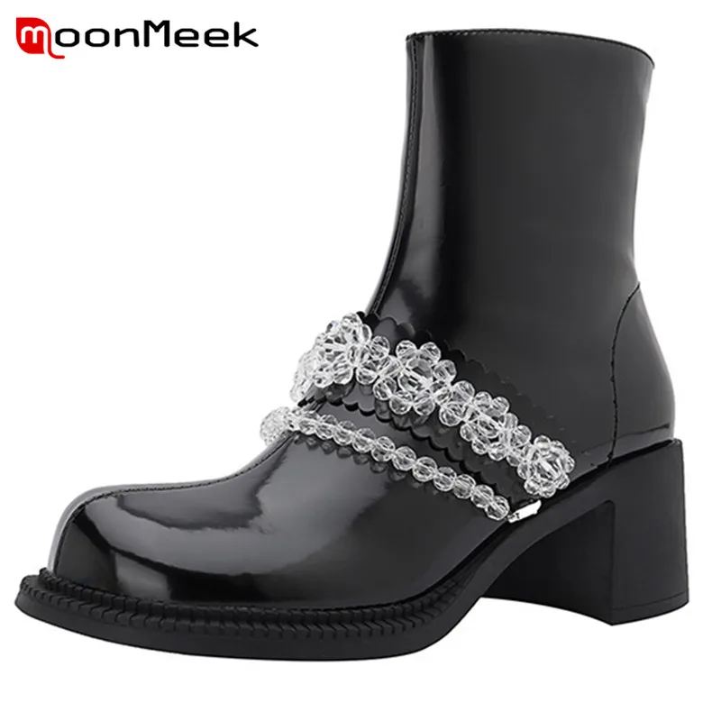 

Женские ботильоны на высоком каблуке 6 см, с круглым носком