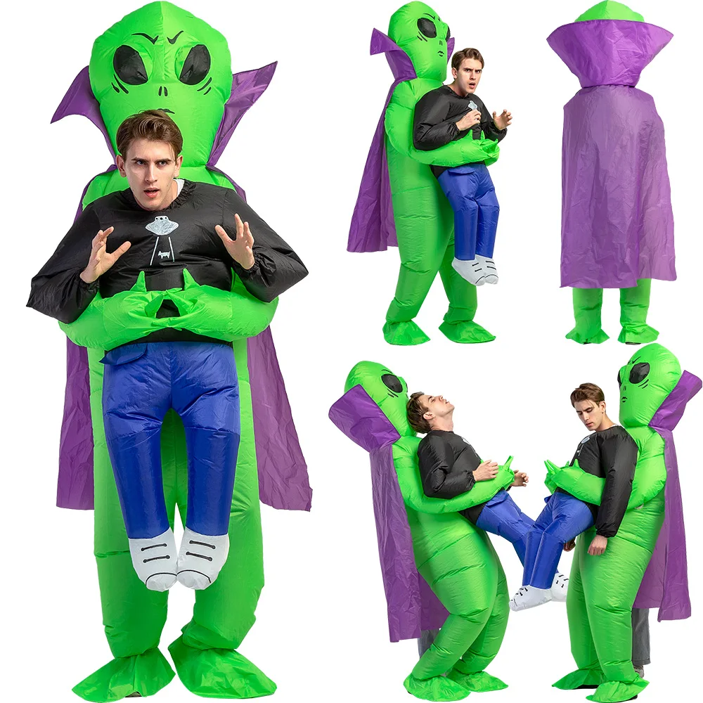 

Green ET Alien Inflatable Costume Cosplay Funny UFO Alien Air Blow Up Suit Party Fancy Dress Halloween Costumes for Adult Kids