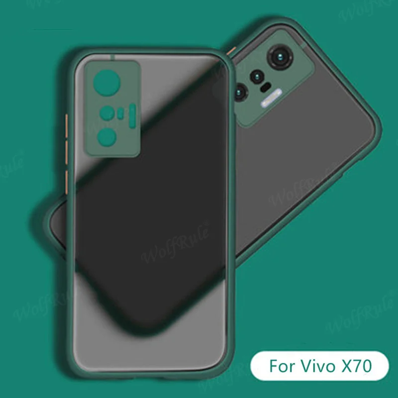 

Чехол для Vivo X70, чехол для Vivo X70, противоударный чехол, задняя цветная рамка, полупрозрачный матовый чехол для Vivo X70 X 70, Fundas 6,56"
