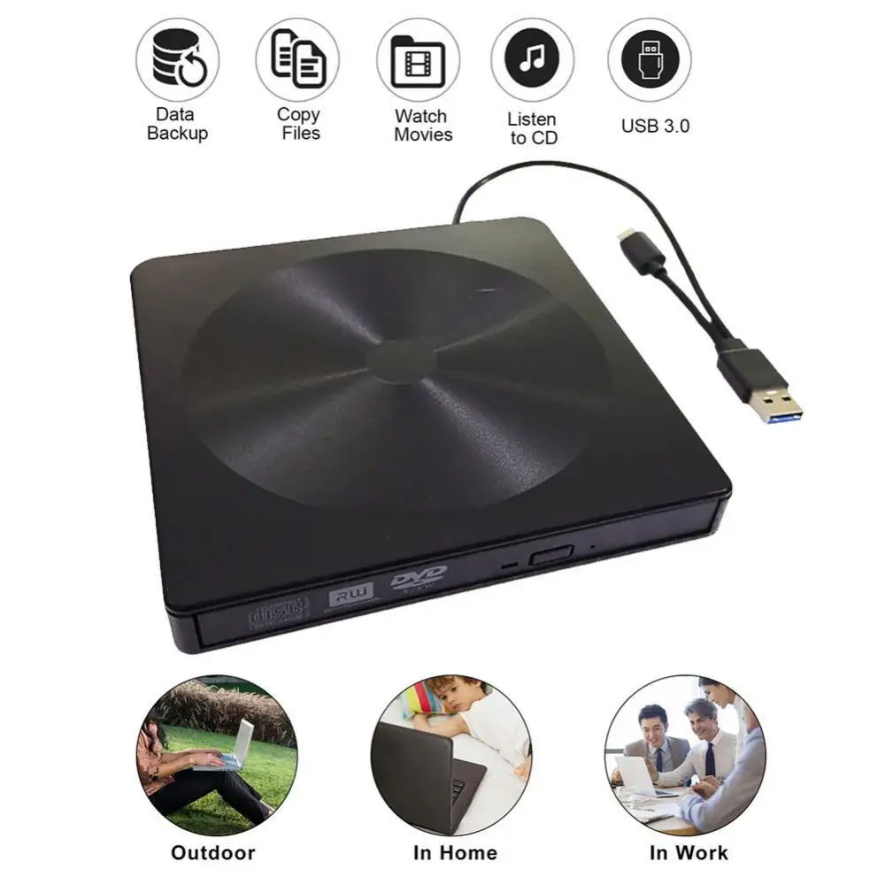 

80% Off DVD USB 3.0 Type-C External DVD VCD Burner Player Optical Drive For Windows MacOS PC USB DVD External Optical Drive DVD