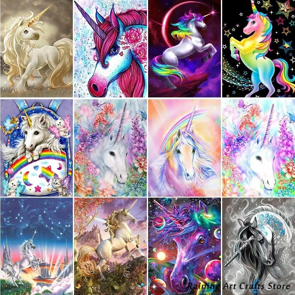 

Diy 5D Diamond Painting Cartoon Unicorn Embroidery Cross Stitch Kits Full Round Square Drill Animal Mosaic Pictures Home Decor