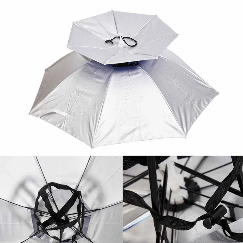 Серебряный Водонепроницаемый Анти-УФ зонтик шляпа пляжная головная палатка