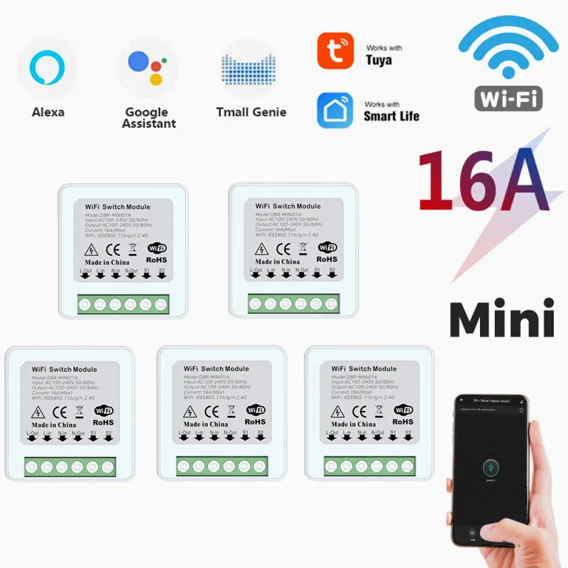 

Умный мини-выключатель, 16 А, с поддержкой Wi-Fi