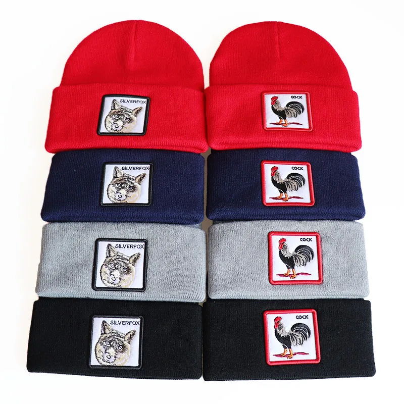 

Men Beanies Cock Knitted Hat Polla Gorra Sombrero Tejido Winter Hats Women Hip Hop Embroidery Chickens Rooster