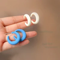 s925 fashion jewelry hoop earrings blue cream color popular style hot sale round resin earrings jewelry for women 2021 new trend
