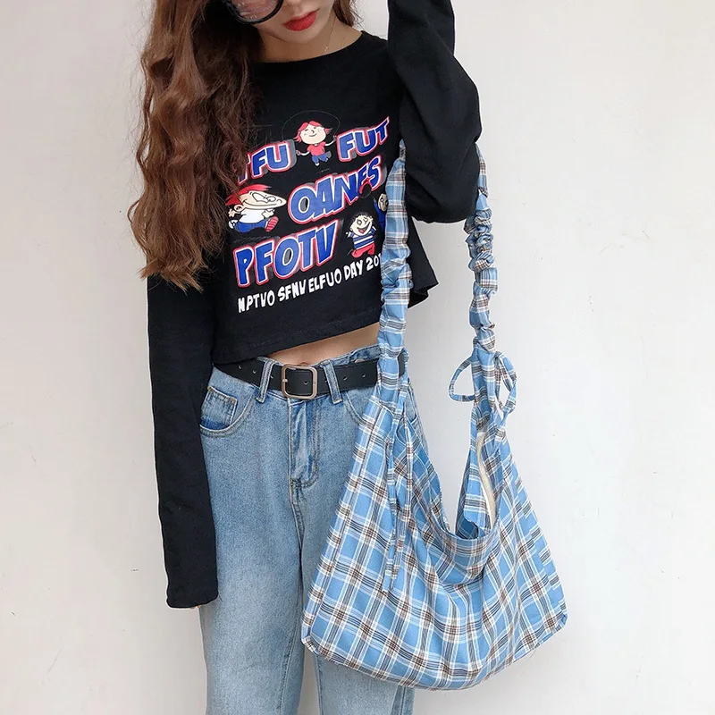 

Women Vintage Plaid Large Capacity Shoulder Bag The Latest New Messenger Bags Ladies Canvas Corssbody Bag Cloth Handbag Purse