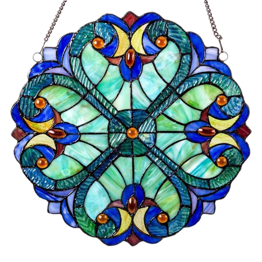 

Vintage Style Multicolor Stained Glass Window Panel Suncatcher Decor Gift