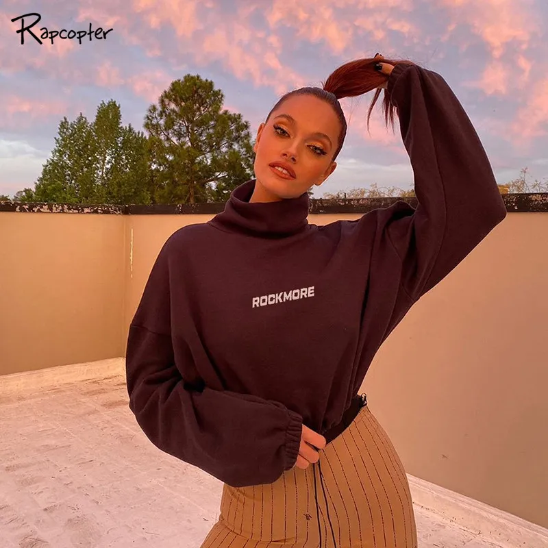 Rapcopter 2019 с высоким завёрнутым воротником осень зима пуловеры буквенным принтом