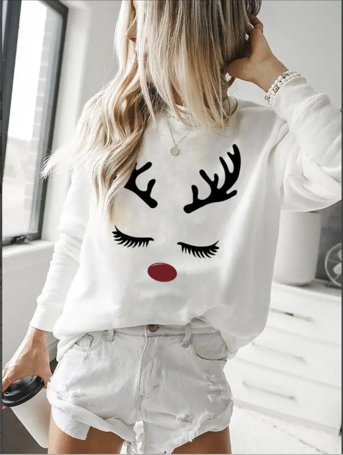 

2020 New Hot Selling Hot Selling Casual Printed Elk Christmas Sweater Women's Tops Sweatshirt Women