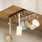 Бытовые двухрядные подвесные крючки для шкафа, стеллаж для хранения кухонных инструментов, аксессуары, стеллаж для хранения чашек и мелочей
