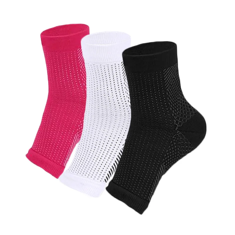 Pack of 3 Anti Fatigue Compression Foot Sleeve Outdoor Sleeve Brace Support Ankle Toeless Socks for Men & Women Cycling Running