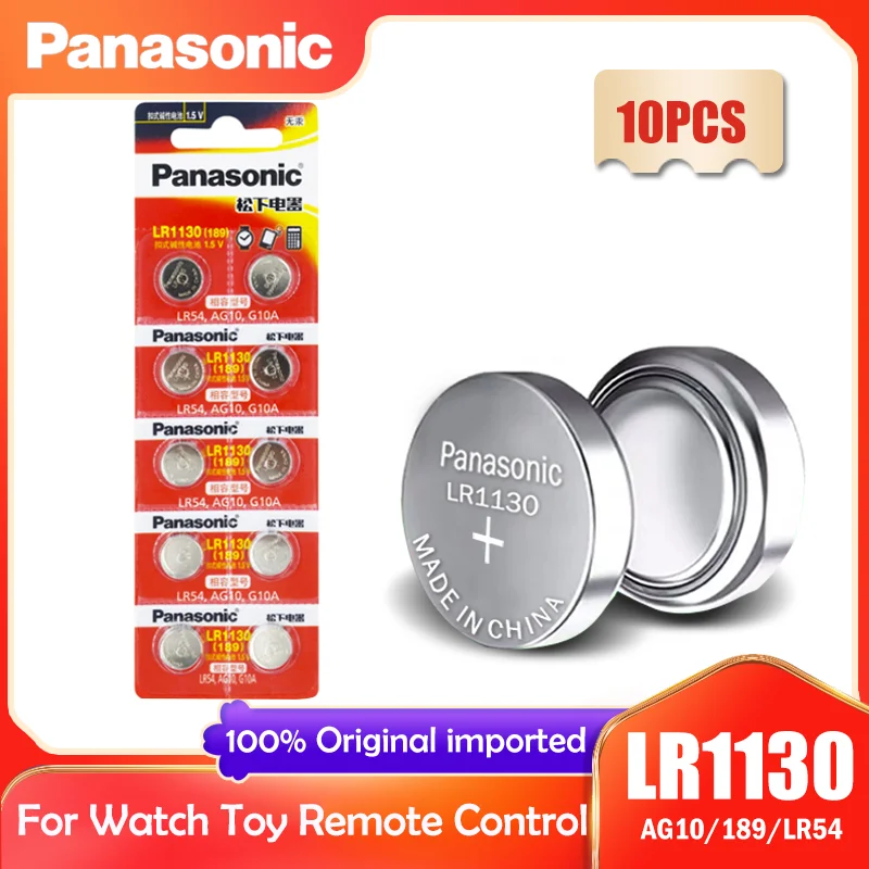 10 шт. Panasonic LR1130 LR 1130 1 5 V кнопочная батарейка монета 189 AG10 V10GA L1131 SR1130W SR1130 389 LR54 SR54