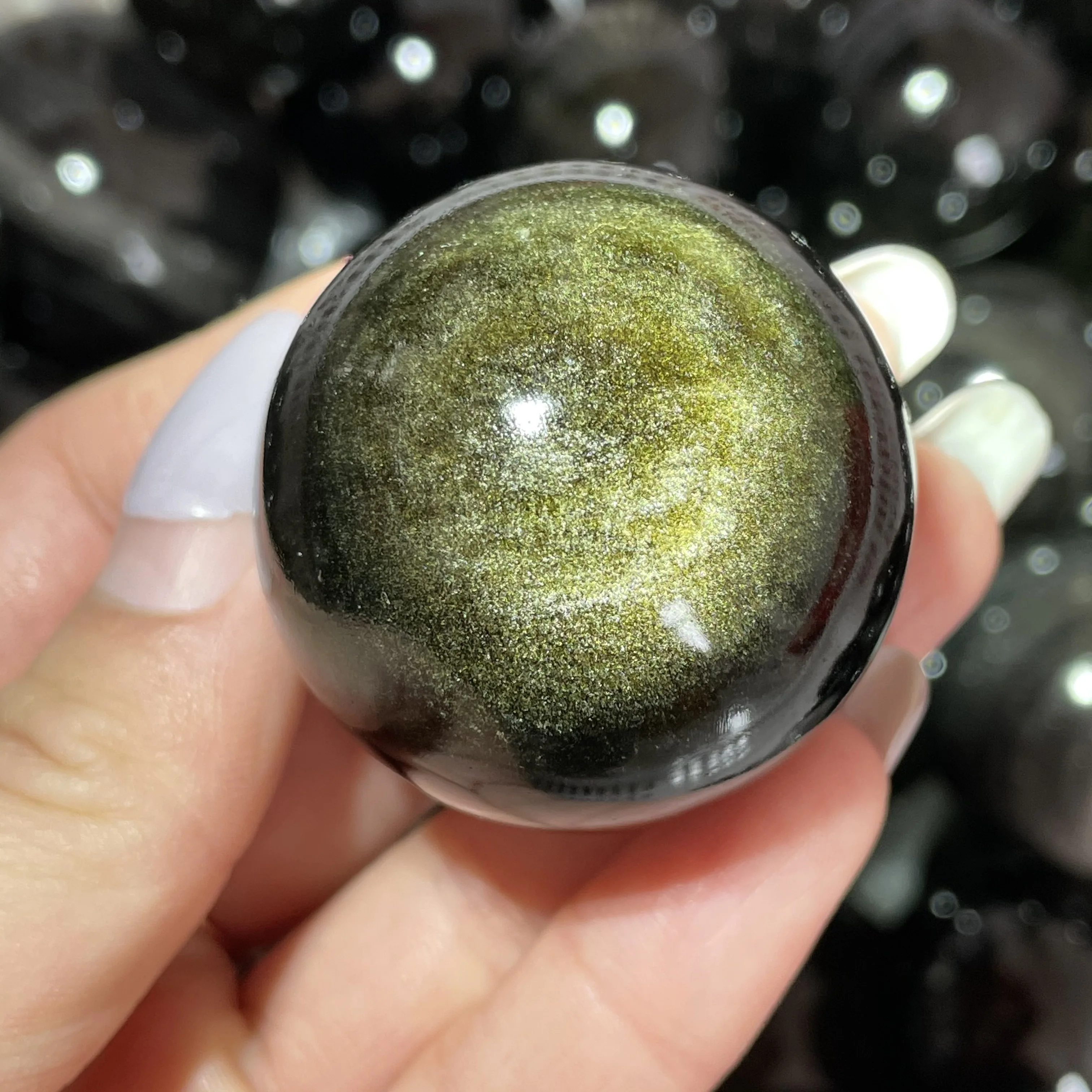 

Beautiful!!!!!Natural Rare Gold Obsidian Sphere Quartz Ball Sheen Eyes Polished Crystal Decoration