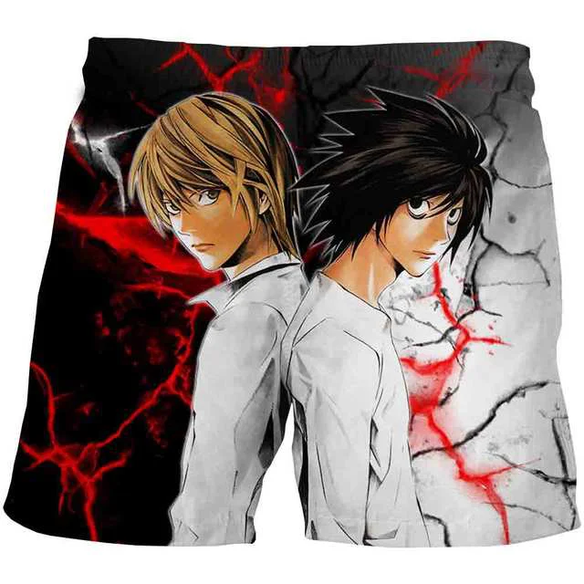 

Death Note printing Fashion Beach Shorts Men's Anime Style Cosplay Streetwear Swimwear Pants Trendy Board Shorts Men clothing