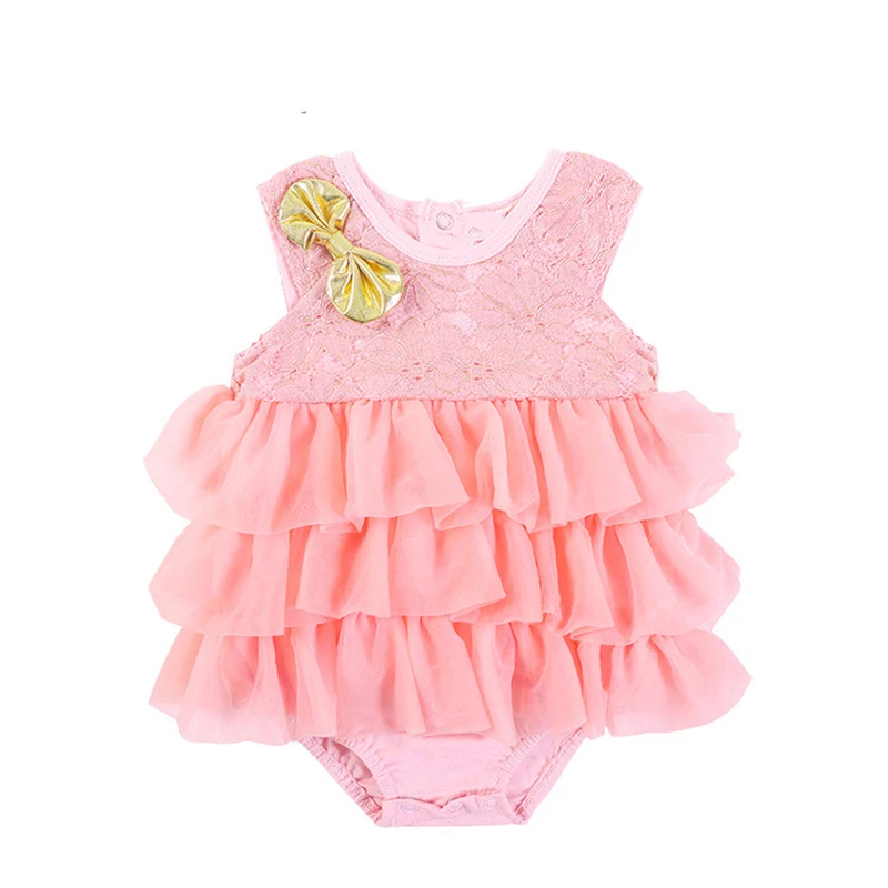 Милые комбинезоны для маленьких девочек кружевное платье с оборками и цветочным