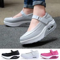 new women casual leather nurse shoes fashion air cushion fitness shake shoes non slip mother shoes