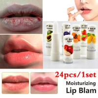 24pcs fruit jelly colorless balm dry lip care anti cracking moisturizing avocado baby lips natural fruit extract lip balm