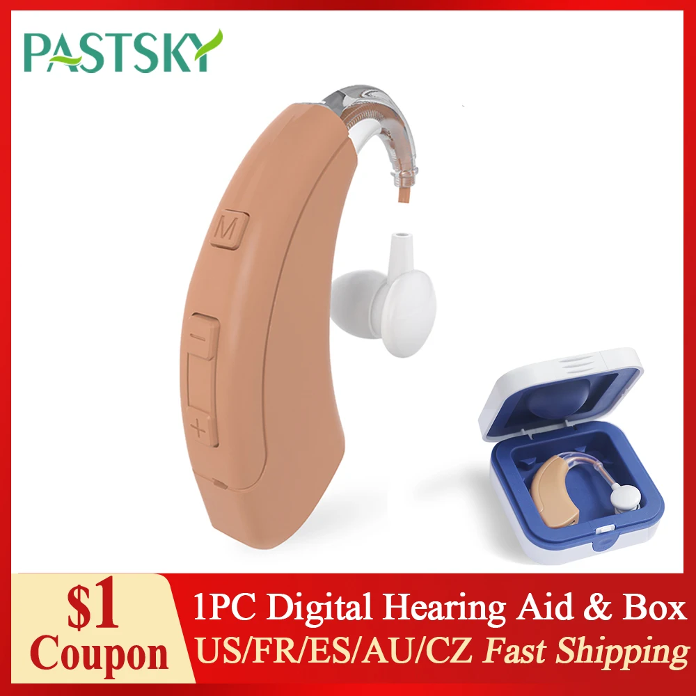 

4 Channel Digital Hearing Aid Rechargeable BTE Invisible Sound Amplifier Sound Enhancer Deafness/Elderly Aids With Anti-drop Box