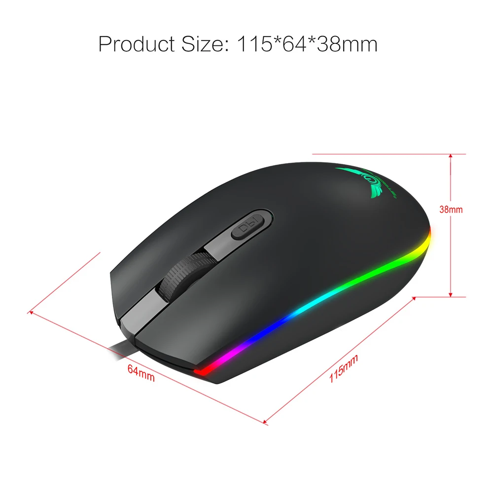 

Hot Sale Computer Gaming Mouse 1600DPI 4 Buttons RGB LED Backlight Optical Ergonomic Mouse USB Wired Mice for LOL Computer